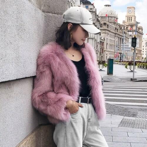 Fox Clothes Winter Coat Women Pink Jacket Autumn Real Fur Overcoat Vintage Jackets Chaqueta Mujer MY998