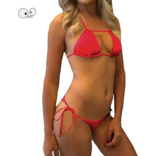 2020 Hot WomenS Micro Bikini Suit Swimsuit Sexy Solid Color Brazilian Swimwear Thong Bandage Push Up Beachwear Bathing Suit
