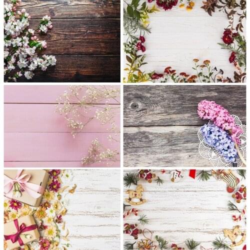 ZHISUXI Vinyl Custom Photography Backdrops Flower & Wood planks Theme Photo Studio Background FK91025-15