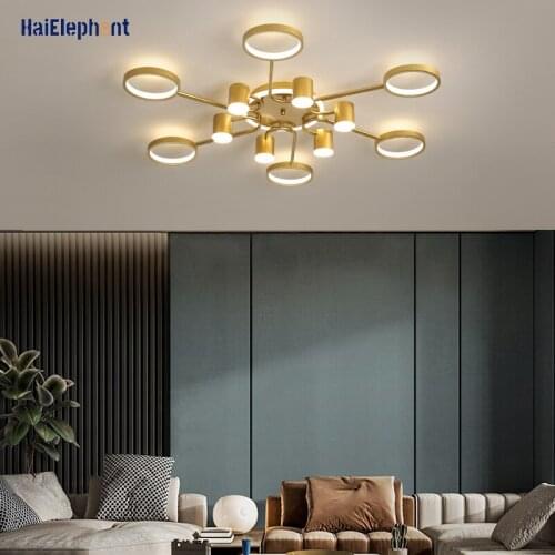 Golden Luxury Aluminum Iron LED Chandelier Lights For Living Dining Room Bedroom Modern Home Deco Lamps Indoor Lighting Fixtures
