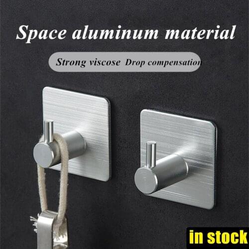 1pcs Hot Sale High Quality Sticker Adhesive Hooks Wall Door Clothes Coat Hat Hanger Kitchen Bathroom Rustproof Towel Hooks