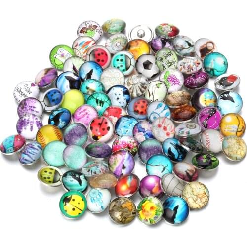 10pcs/lot Mixed Tree of Life 18mm Glass Snap Buttons Jewelry Metal Glass Cabochon Fit 18mm Snap Bracelet Bangles Necklace