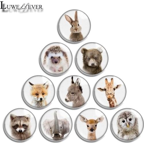 12mm 14mm 16mm 20mm 25mm 30mm 681 Baby Animal Mix Round Glass Cabochon Jewelry Finding 18mm Snap Button Charm Bracelet