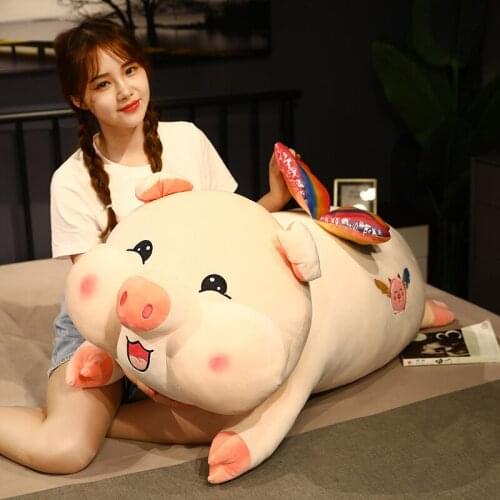 60/80cm Cartoon Animal Pig Long Pillow Stuffed Doll Piggy Plush Toys Soft Sleeping Cushion Children Kids Baby Kawaii Gift