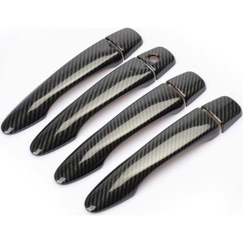 8PCS for Nissan Navara NP300 2014-2020 Carbon Fibre Car Door Handle Cover Trim Protector Frame Sticker Accessories