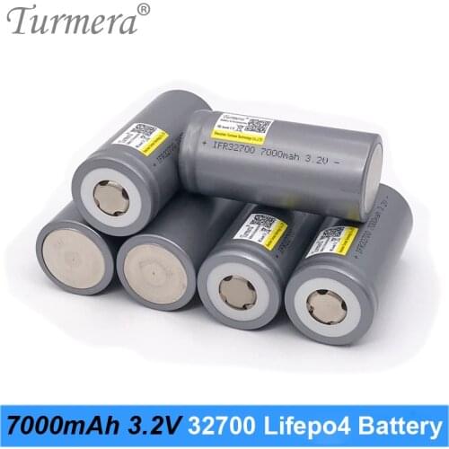Turmera 32700 Lifepo4 Battery 3.2V 7000mah 33A 55A Current for Solar Panel System Electric Boat and Uninterrupted Power Supply A