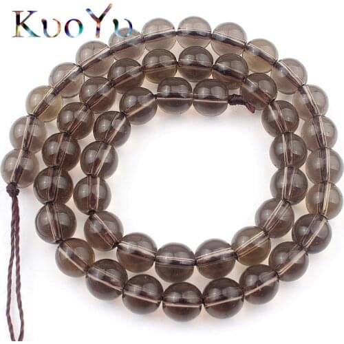 Smooth Smoky Quartzs Beads Round Loose Spacer Beads For Jewelry Making Natural Stone Diy Bracelet Accessories 15”Strand 6-12mm