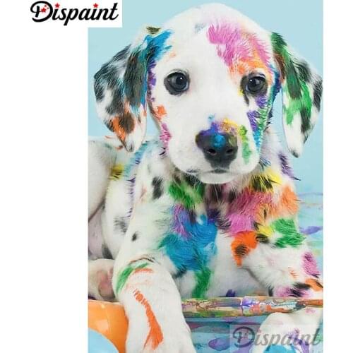 Dispaint 5D DIY Diamond Embroidery Full Display "Color animal dog" Diamond Painting Square/Round Rhinestones Decor Art A27579