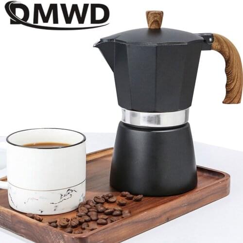 DMWD 2/4/6/9 Cups Stainless Steel Moka Latte Espresso Percolator Stovetop Coffee Maker Pot Coffee Kettles Cafetiere Kitchen Tool
