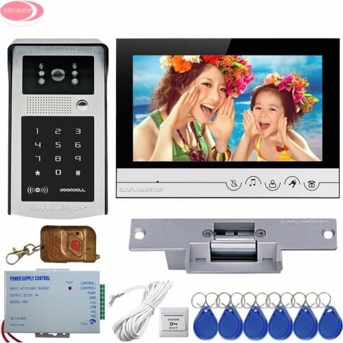 Video Door Phone Intercom System 9'' Touch keys For The Intercom Home RFID Keypad Password /Remote Control Unlock +Electric Lock