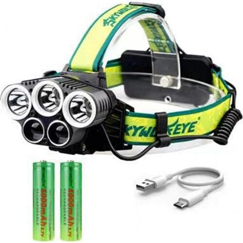 Head-mounted Led Headlamp T6 Wick Powerful Headlight 18650 Rechargeable Head Lamp Waterproof Usb Head Flashlight Outdoor Lamp
