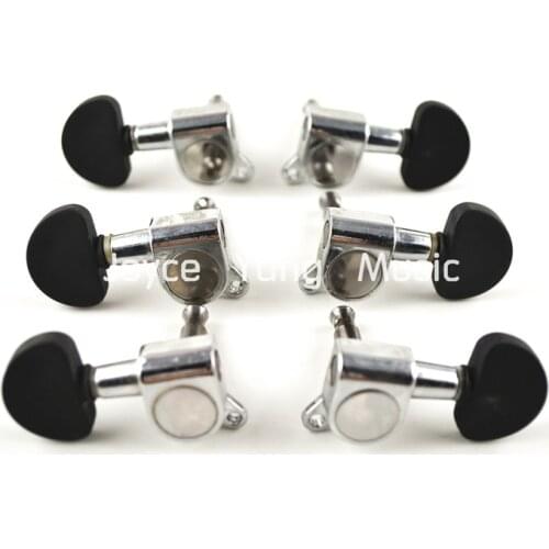 Niko Chrome Guitar Tuning Pegs Tuners Machine Head Matte Black Cap 3L+3R/6-In-Line Free Shipping Wholesales
