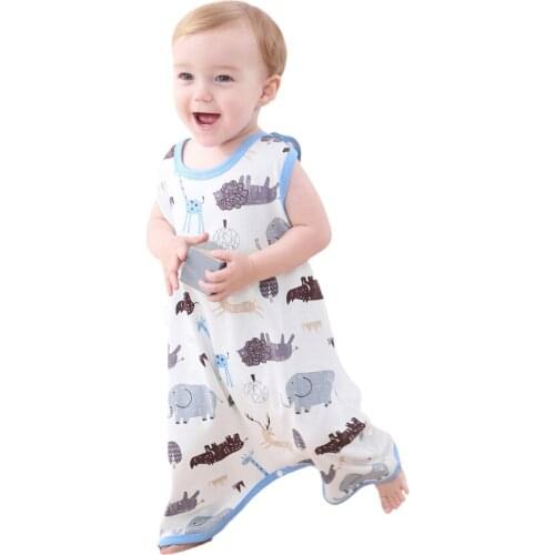 Summer Baby Pajama Children Sleeveless Sleeping Bag Cartoon Mesh Cotton Sleepsack Swaddle Infant Protect Tummy Sack Nightgown 5Y