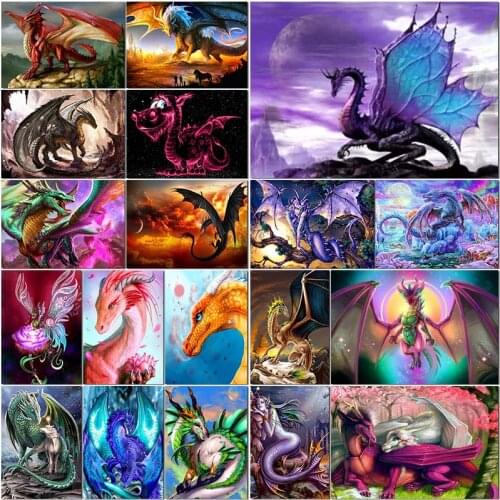 Cuadros full square 5d diamond painting kit set Dragon horse animal fantasy complet embroidery dirll drawing mosaic Cross stitch