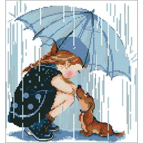 Girl and dog patterns counted 11CT 14CT 18T Cross Stitch Set DIY Chinese Cross-stitch Kits Embroidery Needlework Home Deco