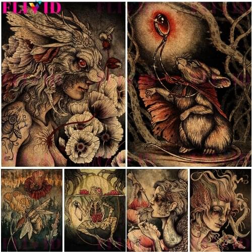 Medusa And Pegasus Wall Art Water Spirit And Forest Spirit Canva Paitning Forest Wizard Witch Hunter Poster And Print Decoration