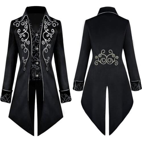 New Halloween tuxedo medieval costume adult three color punk mens coat Vampire Count cosplay men