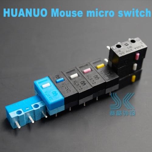 Original HUANO mouse micro switch button white yellow blue pink green dot blue shell white dot General OMRON square 3-pin switch