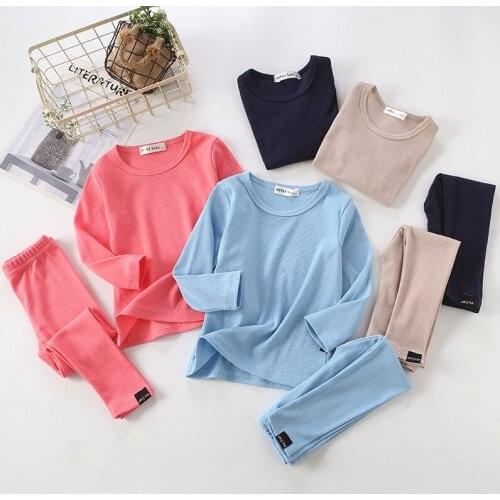 Children Pajamas Sets Cotton Solid Clothes Suit Baby Boys Girls Sleepwear Kids Pyjamas Toddler Pijamas Infantil Night Outfits