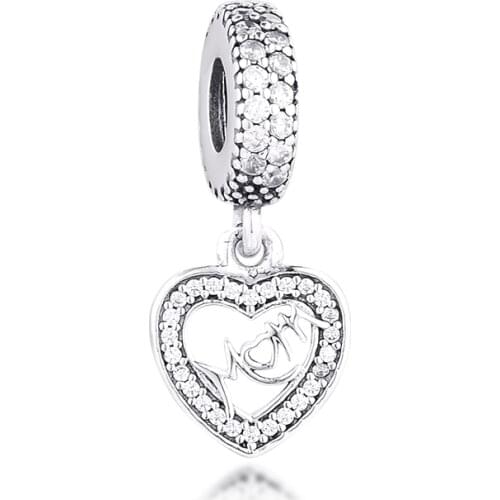 CKK Authentic 925 Sterling Silver Charm Fits Pandora Bracelet Center of My Heart Dangle Beads for Jewelry Making