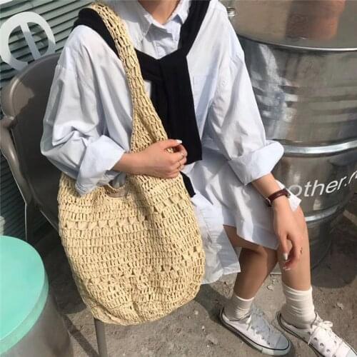 Casual Straw Large Capacity Tote Wicker Woven Women Shoulder Crossbody Bags Handmade Handbags Bohemian Summer Beach Big Purses