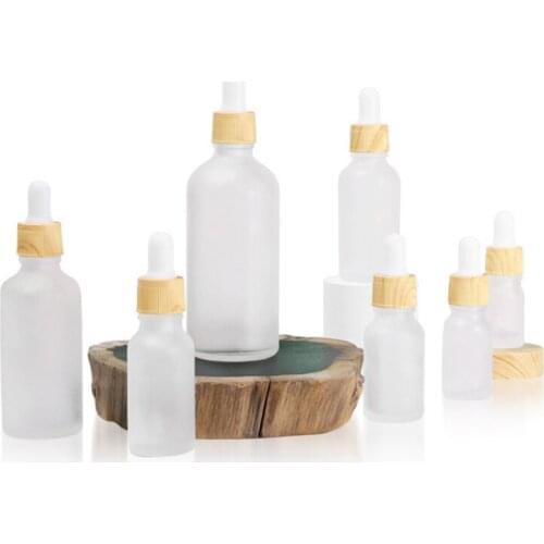 Clear Frosted Glass Essential Oil Perfume Bottle Liquid Reagent Pipette Dropper Bottle with Rose Gold Cap 5-100ml