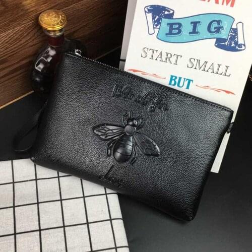 Luxury Brand Men Wallets Casual Business Men Clutch Bag High Quality Zipper Envelope Long Wallet Slim Handbag Leather Male Purse