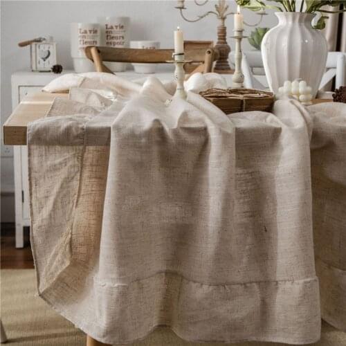 Nordic Retro Table Cloth Cotton and Linen Ruffle Dining Table Cover for Table Obrus Tafelkleed mantel de mesa nappe de table