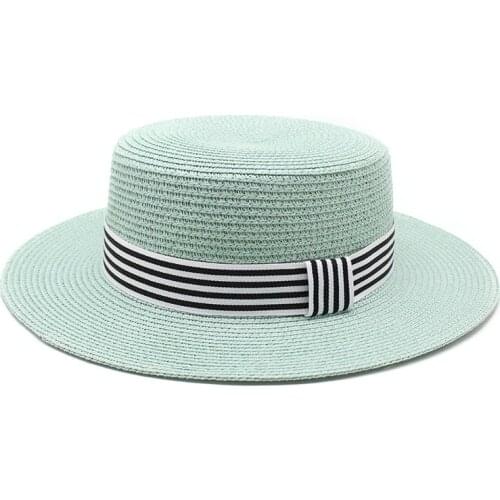 Summer Beach Panama Sun Hat Women/Men Wide Brim Cap Breathable Fashion Ribbon Straw Hat Bucket Hat UV Protection Bone Jazz Cap