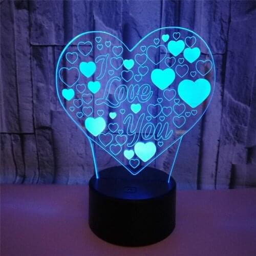 I Love You Love Heart led bulb desk Lamp colorful holiday lightning USB RGB controller flashlights decorations for home bar 3D