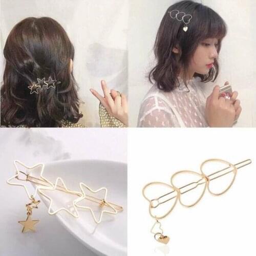 Tx008 European Cute/Romantic fashion girl student five-pointed star Heart shape clip bangs clip Womens jewelry accessories