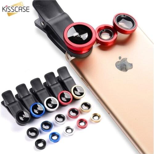 Universal Clip 3 in 1 Wide Angle Fish Lens Camera Kits Fisheye Lens Zoom For iPhone Xiaomi Huawei Macro Support All Cell Phones