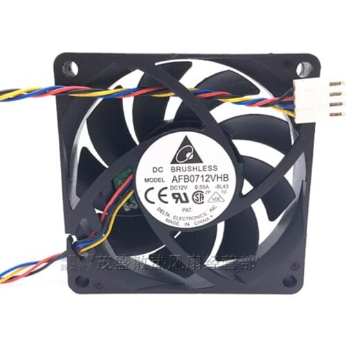 Delta AFB0712VHB 7015 70mm x 70mm x 15mm DC Brushless PWM Cooler Cooling Fan 12V 0.55A 4Wire 4Pin Connector
