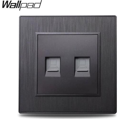 Wallpad S6 CAT6 Double Dual RJ45 Internet Ethernet PC Data Wall Socket Brushed PC Plastic