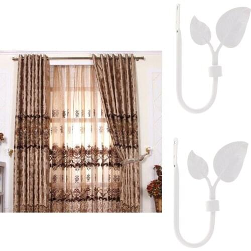 1 Pair U Shaped Metal Leaves Design Curtain Hooks Window Curtain Drapery Blinds Tieback Hangers Holders with Screws