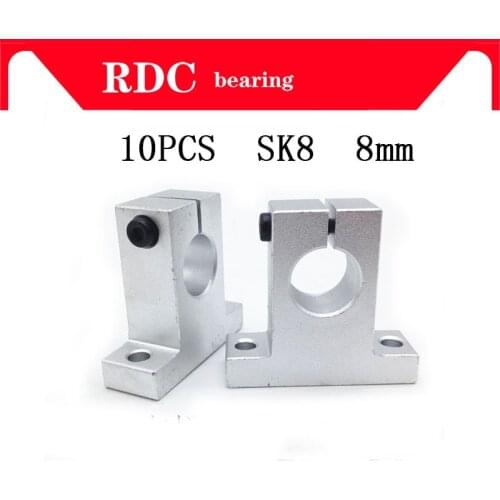 10 pcs/lot Free Shipping High quality SK8 8mm linear bearing rail shaft support XYZ Table CNC Router SH8A for 3D printer sliding