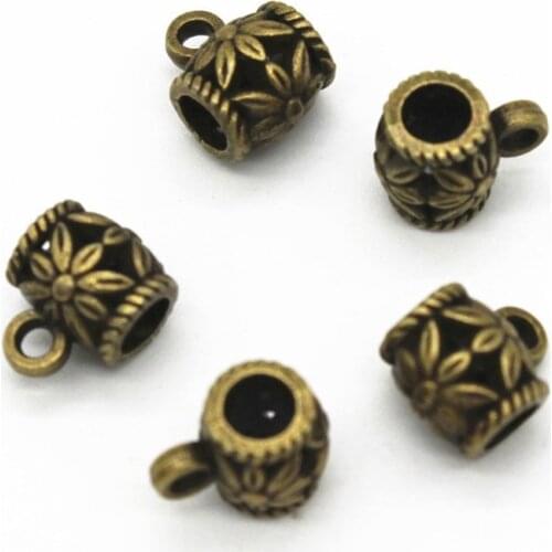 100 PCS 10*8MM Antique Silver Color Antique Bronze Plated Necklace Connector Bail Beads Pendant Connector For Jewelry Making