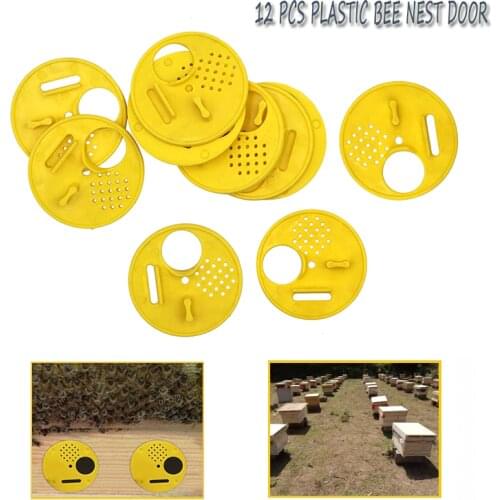 12PCS Plastic Round Bee Hive Box Entrance Gate Disc Bee Nest Door Honeycomb Entrance Gate Beekeeping Tool Equipment
