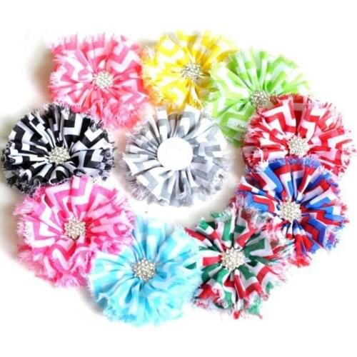 120pcs/lot 10colors Hair Clip Ballerina Chiffon Flower+Rhinestone Button For Hair Accessories Leopard Fabric Flower For Headband