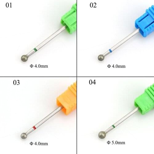 200pcs Diamond Nail Drill Ball Rotary Bit Eletric Milling Cutter Files 5.0mm Manicure Burr Cuticle Clean Polish Machine