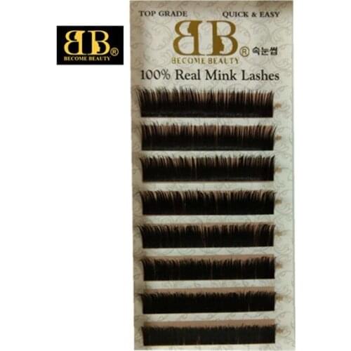 3tray/lot Factory Direct Sale Top Quality 100% Real Mink Fur Lashes, Handmade Eyelash Extension Grafted B curl Makeup