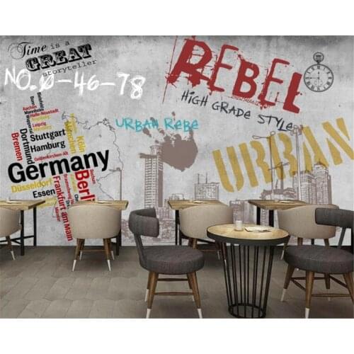 Beibehang Custom 3D wallpaper big murals street graffiti in Europe and America concrete walls bars KTV background wall wallpaper