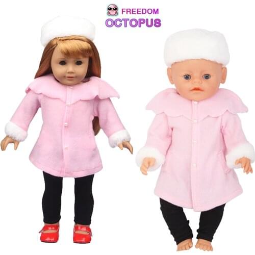 43 cm Baby Doll Clothes Hat+Pants+Overcoat Set For 18 Inch Girl Doll Coat Dolls Clothes Toy Accessories Fit Our Generation