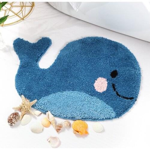 47x63/64x86cm cartoon blue whale floor mat doormat anti slip floor rug carpet / white cloud bath mat water absorption floor mat