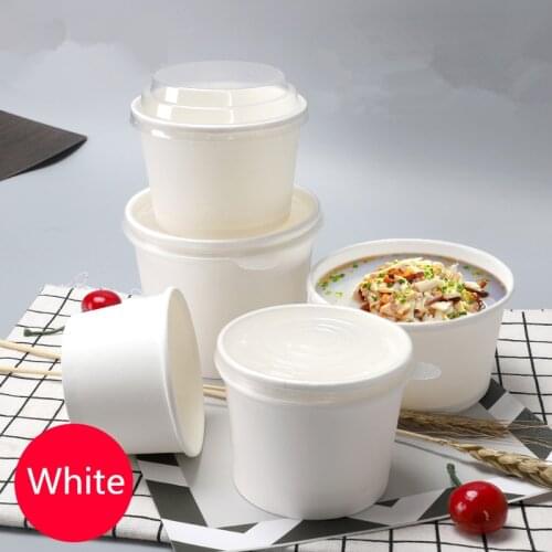 50pcs High quality ice cream paper cup disposable cups round soup bowl food noodle fruit salad packaging dessert cups with lids