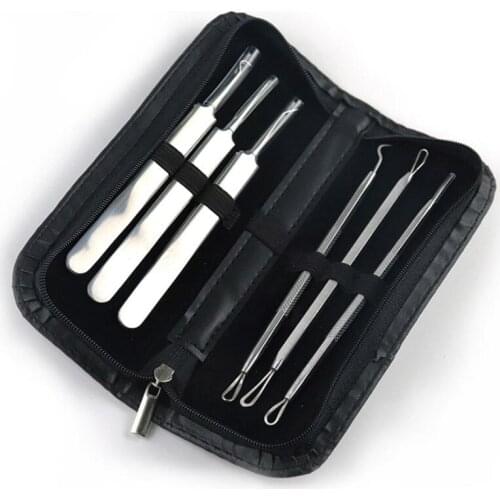 6 PCS/Set Stainless Steel Acne Needle Set Acne Needle Blackhead Pimple Removing Needle Tweezers Beauty Needle for Face Cleaning