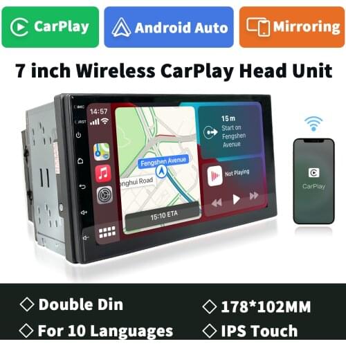 7 inch Wireless CarPlay Head Unit Android AUTO Mirror Link Car Stereos 178*102MM IPS Screen