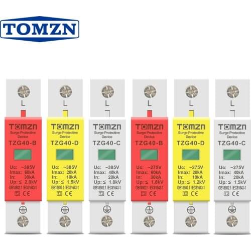 AC SPD 1P 30KA~60KA B ~385VAC House Surge Protector Protective Low-voltage Arrester Device