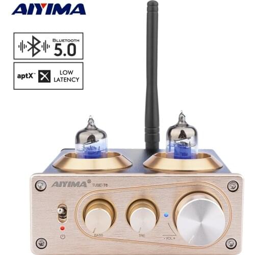 AIYIMA APTX Bluetooth 5.0 Tube PreAmplifier 6J1 Vacuum Tube Amp Preamp DIY Stereo Home Power Pre Amplifier With 12V Power Suply