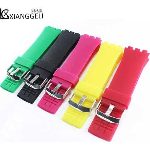 Watch accessories 24mm silicone strap pin buckle for Swatch strap surb100 surw100 SURB100 for student youth watch band